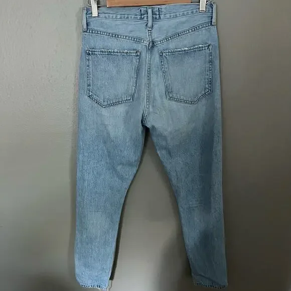 AGOLDE Riley High Rise Straight Crop Light Wash Size 26 casual ankle button fly - Picture 7 of 8